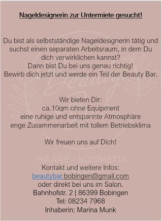 Ausschreibung Nageldesignerin